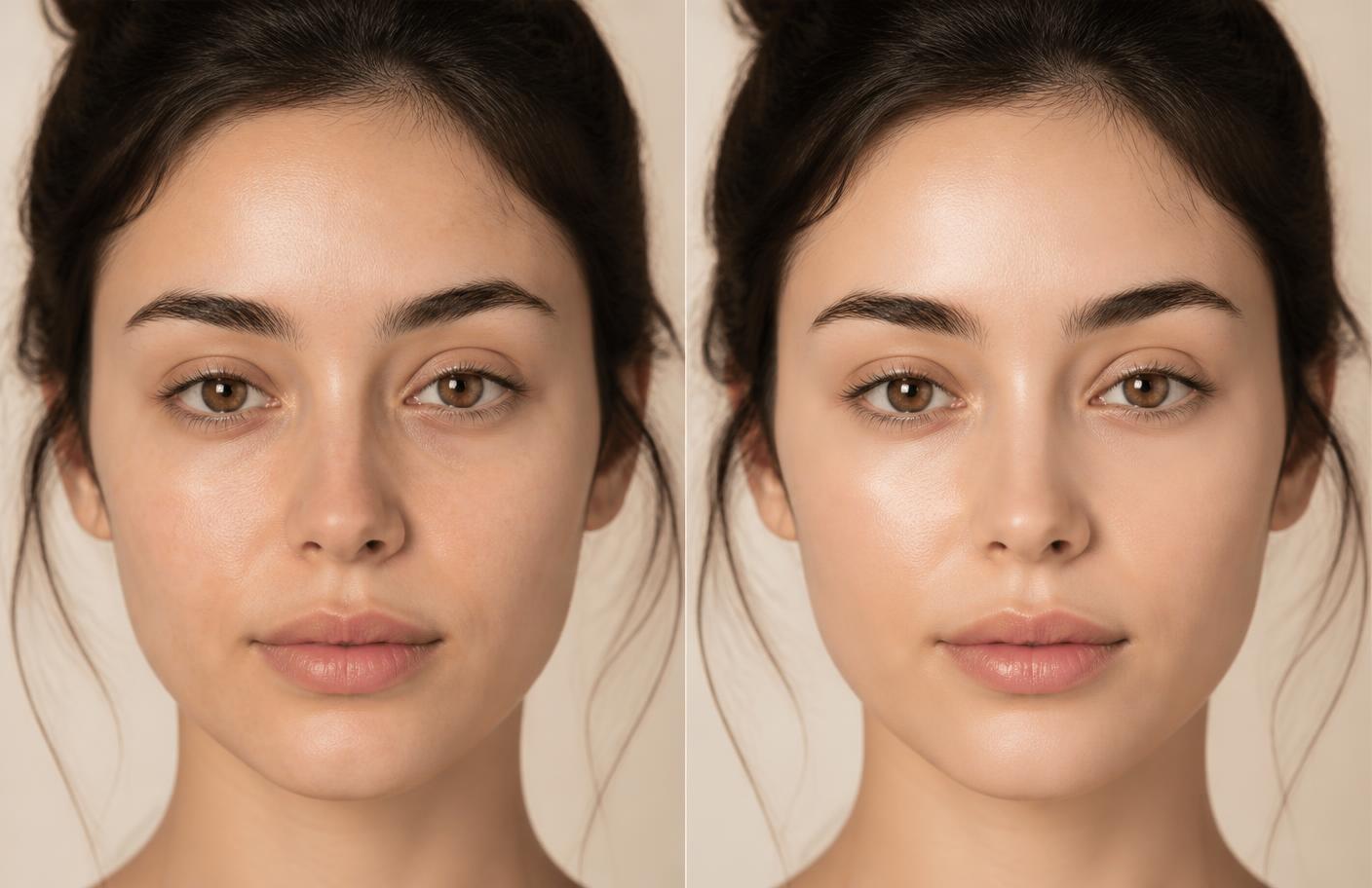 Before and after a consistent LED light therapy routine